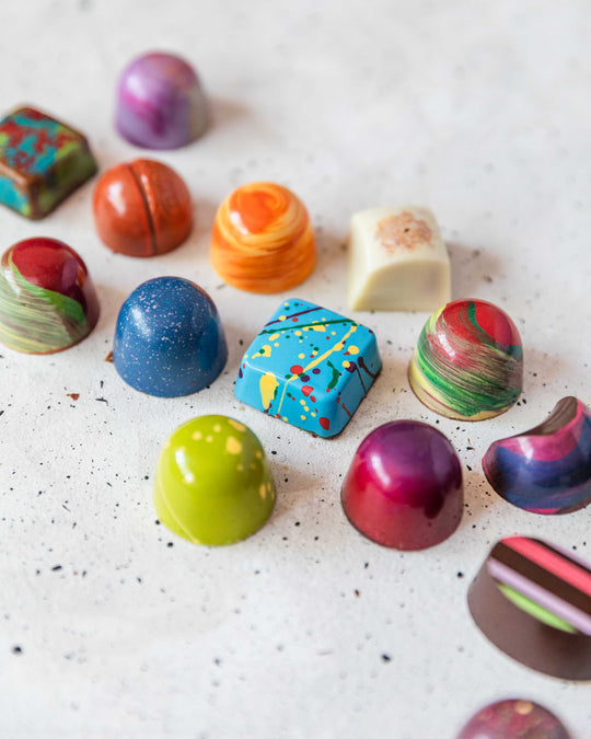Colorful bonbons in a row