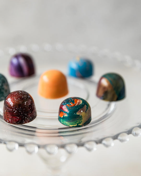Bonbons in a glass tray